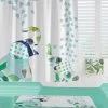 fun blue and green elephant shower curtain for kids