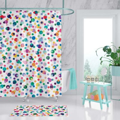 Colorful multi-sized polka dot shower curtain