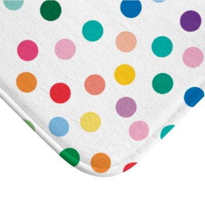 Close-up of Polka Dot Design on Kids Bath Mat