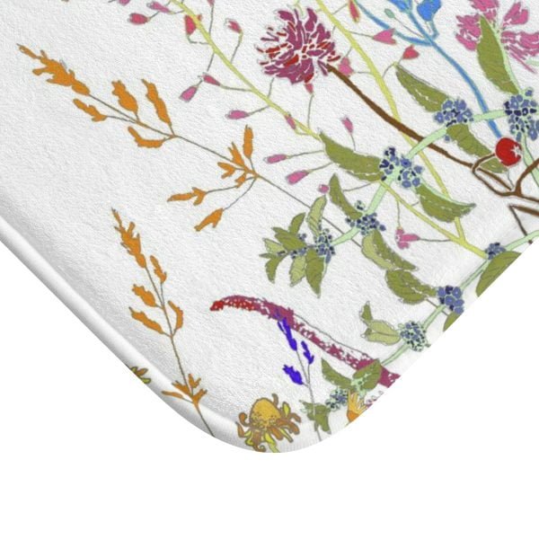 Floral Wildflowers Bath Mat in Close-Up
