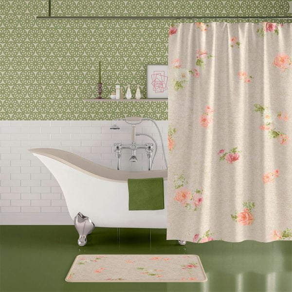 Floral Shower Curtain with Mold & Mildew Resistant Fabric