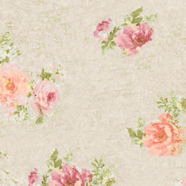 Close up of apricot and pink roses on beige bath mat