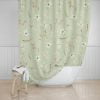 Green Shower Curtain With Boho Floral Print