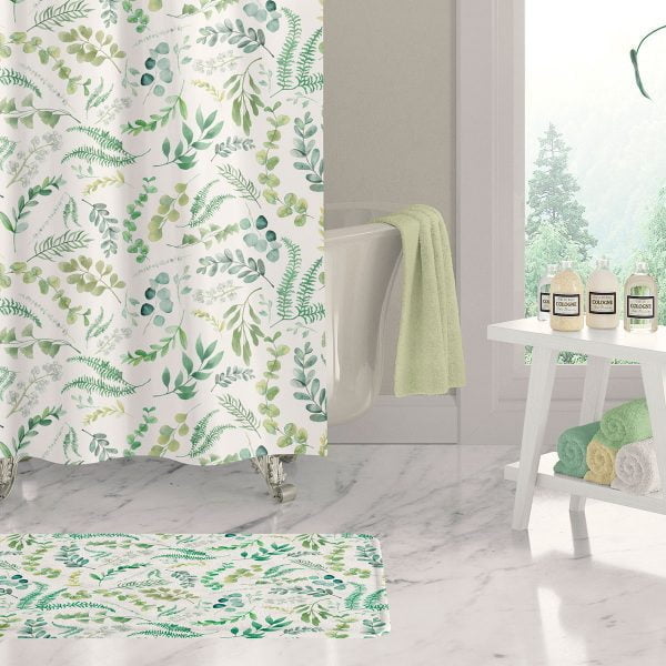 Leafy Green Shower Curtain for Farmhouse Bathroom