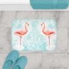 Add a pop of color to your bathroom with pink flamingo bath rug