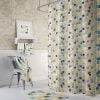 Sophisticated shower curtain with a modern abstract design.