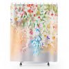 watercolor floral fabric shower curtain