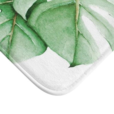 Tropical Green Palm Leaves Non Slip Memory Foam Bath Mat