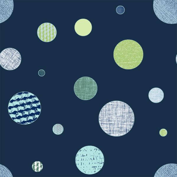 Close-Up of Navy, Blue, and Green Textured Polka Dot Pattern on Bath Towel by Ozscape Designs