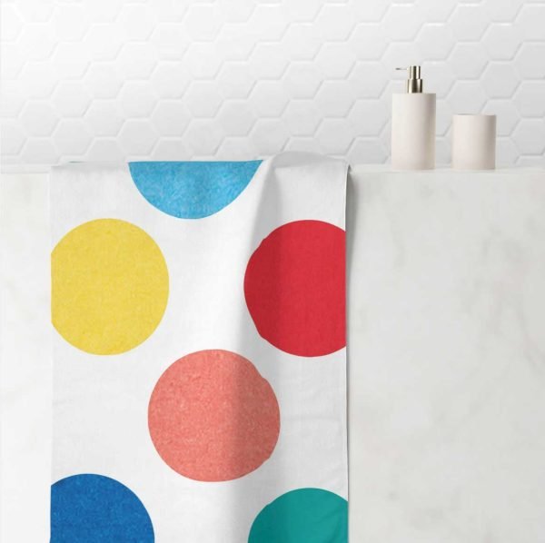Large colorful polka dot hand towel for kids