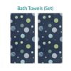 Complete Navy, Blue, and Green Textured Polka Dot Bath Towel Set for Kids by Ozscape Designs