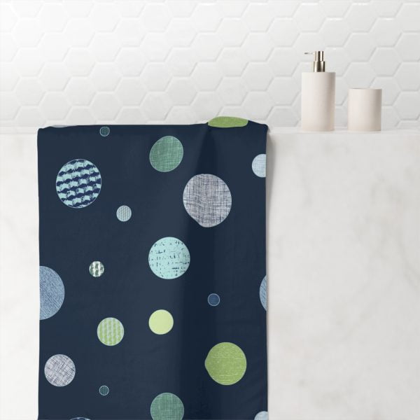 Textured Polka Dot Hand Towel in Navy, Blue, and Green for Kids by Ozscape Designs