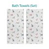 Floral Cats Printed Bath Towel Set by Ozscape Designs