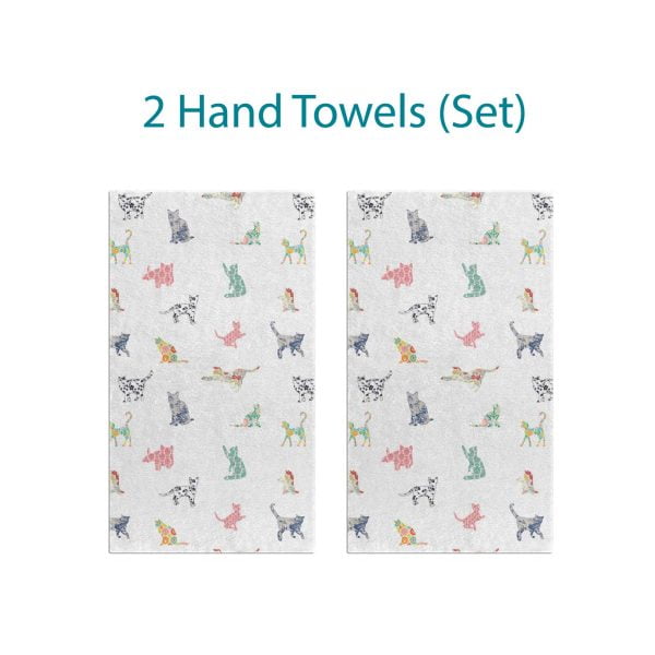 Floral Cats Printed Hand Towel Set by Ozscape Designs
