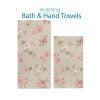 Shabby chic farmhouse floral beige bath and hand towel set with pink floral
