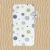 Vibrant White, Navy, Blue, and Green Textured Polka Dot Beach Towel for Kids by Ozscape Designs