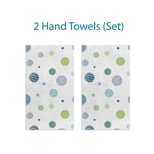 Coordinated White, Navy, Blue, and Green Textured Polka Dot Hand Towel Set for Kids by Ozscape Designs