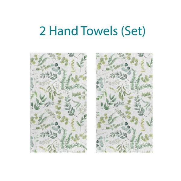 Coordinated Leafy Green Watercolor Floral Hand Towel Set by Ozscape Designs