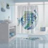 blue bathroom unique modern abstract shower curtain with blue fish print