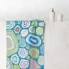 blue and green ocean circles hand towel for kids bathroom