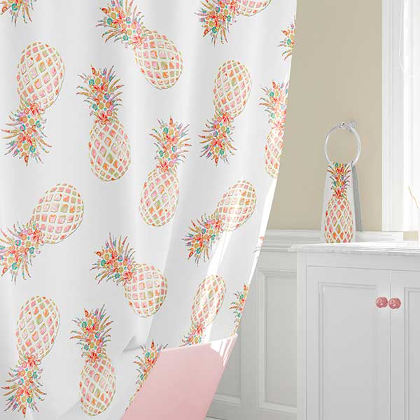 Modern Pineapple Shower Curtain For Tropical Bathroom