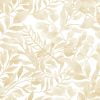 close up of beige watercolor leaves printed on white shower curtain