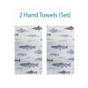 white and blue ocean fish hand towel set