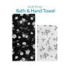 black and white floral bath and hand towel set