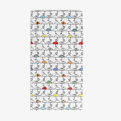 kids bath towel white with colorful umbrellas