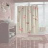 view of shabby chic floral shower curtain.