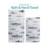 white and blue ocean fish bath and hand towel set