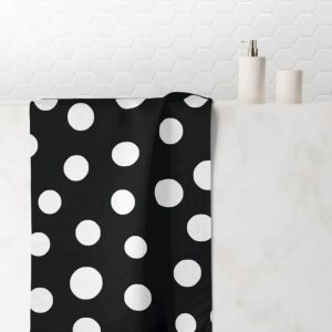 Black and white polka dot bath towels